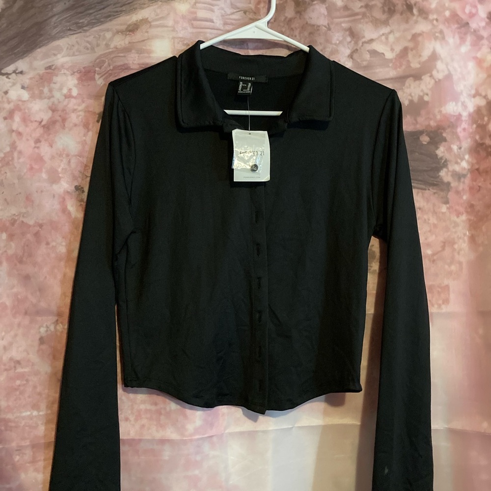 Forever 21 Black Button-Down Shirt